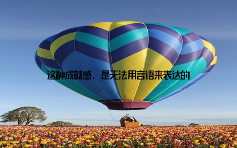 这种成就感, 是无法用言语来表达的